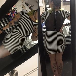 Arden B black & White striped dress